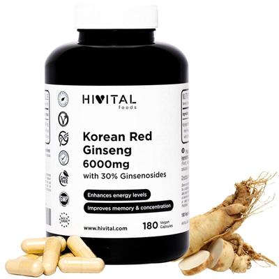 Kore Kırmızı Panax Ginseng 6000 mg | 180 vegan kapsül