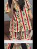 Korean Floral Bunny Christmas Summer Pajama Set - Striped Short-Sleeve Top & Shorts for Women