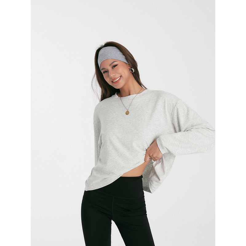 Discoglam Modal Long Sleeves Loose T-shirt Soft Glutinous Outwear Yoga Workout Long Sleeve Long Sleeves Bottoming Shirt for Women