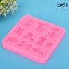 2PCs Silicone Mold DIY Hand Made Tool Cartoon Animals Shape High Temperature Resistance(Pink )