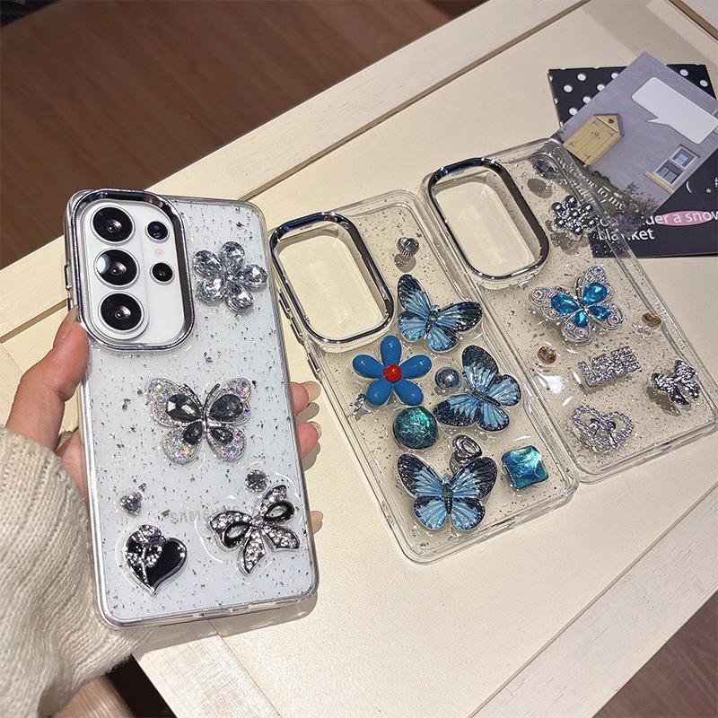 Samsung S26 Ultra/S25/A54 Glitter Rhinestone Butterfly Bowtie Phone Case