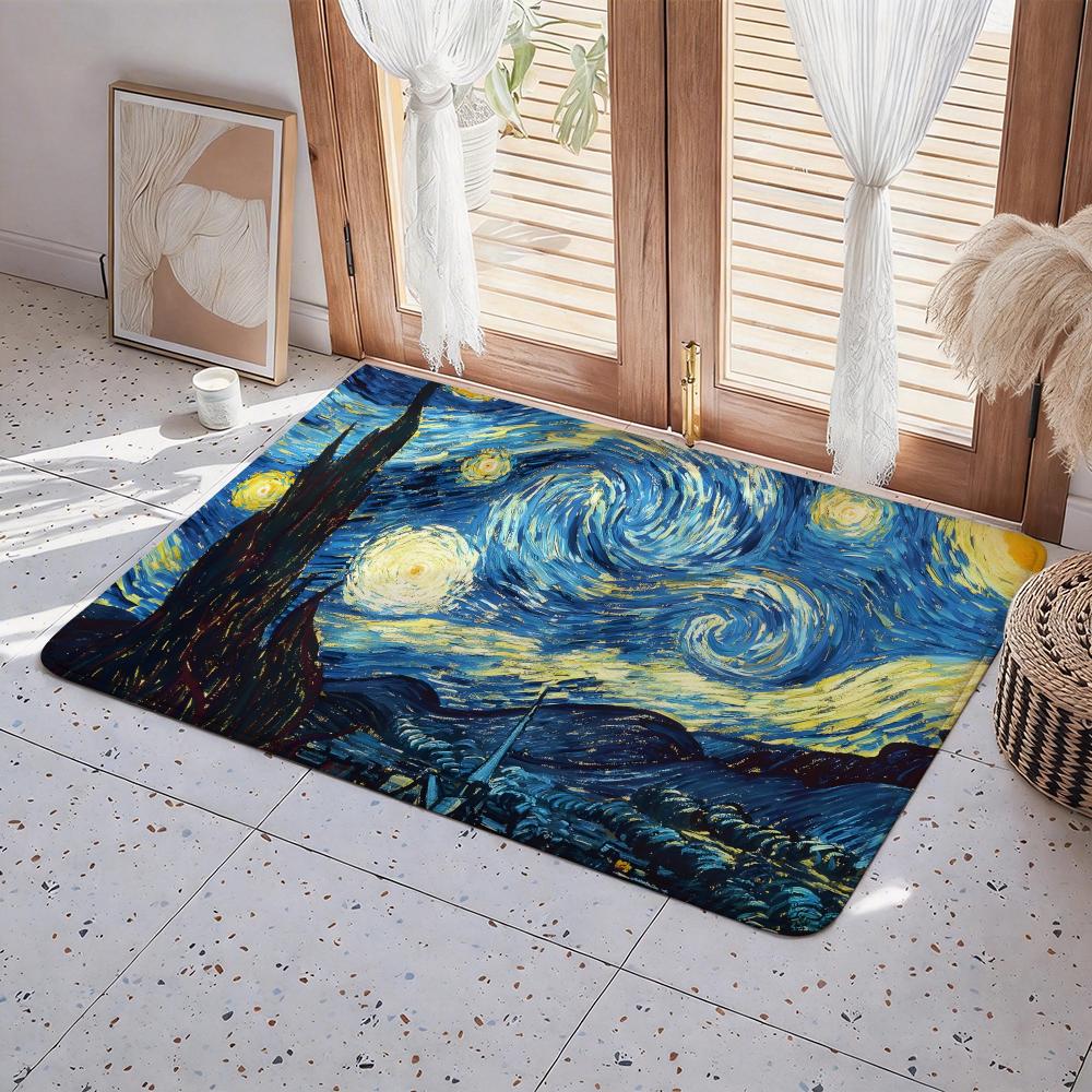 Pretty Famous V Van Gogh Art Floor Mat Eco  Flannel Doormat Non Slip Odorless Indoor Floor Rug Soft Short Plush Home Mat