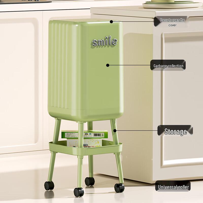 Zuozhou Household Press-Top Trash Can with Wheels