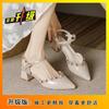 Single shoe design sense niche fashion high heels 2025 summer new French thick heel word with bag head sandals women
