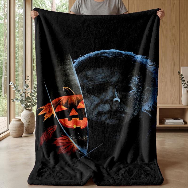 Soft Flannel Blanket Lightweight Cozy Bedroom Living Room CoverHalloween Michael Myers