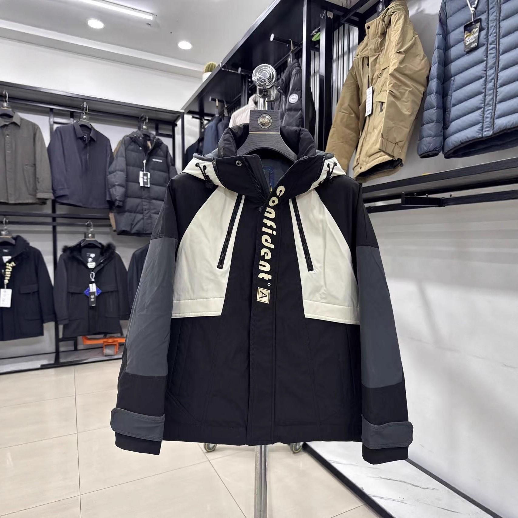 Sea Scissors Men s Fashion: Winter Windproof Hooded Jacket with 90% Duck Down and Three-Proof Fabric (4Y047A) 185 (160-175 kg)