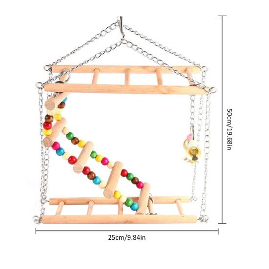 Suspension Climbing Swing Bird Parrot Squirrel Bite Beads Bell Toy Cage Decor
