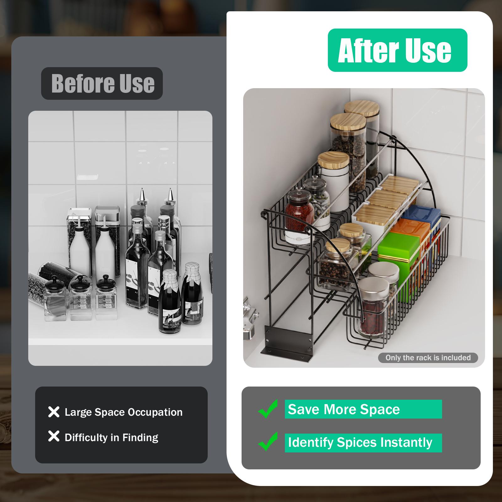 

3-Tier Spice Rack,Iron Counter Organization and Storage(14.6*7.9*7.9in) Round Edges,Hollowed Base,for Kitchens,Bedrooms,Offices GERMANY