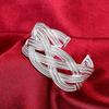 Resizable Wide Open Bangle Silver Woven Bracelet Unique Hollow Charm Bracelet  Gift