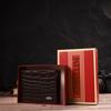 Fashionable Horizontal Men's Wallet of Medium Size Made of Genuine Leather with Crocodile Embossing CANPELLINI 21865 Brown
