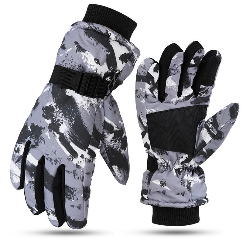 Adult Winter Waterproof Windproof Touch Screen Three Layers Thickened Keep Warm Non-slip Riding Skiing Gloves