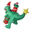 7.87ft Aufblasbarer Weihnachtsmann auf Dinosaurier mit eingebauten LED-Leuchten Aufblasbare Weihnachtsdekorationen für