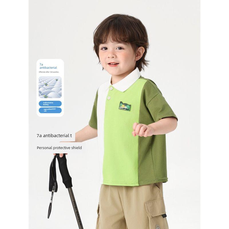 Boys' Short-Sleeved Polo Shirt T-Shirt Kidsren's Summer Half-Sleeved 2026 New Kidsren's Clothing Summer Baby Tops Trendy