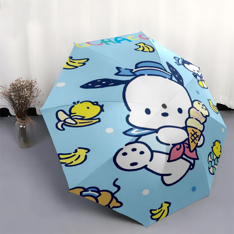 Penguin and Pochacco Automatic Opening and Closing Cartoon Umbrella - Small Umbrella Suitable for Various Occasions, Portable 3-Fold Small Umbrella Fo
