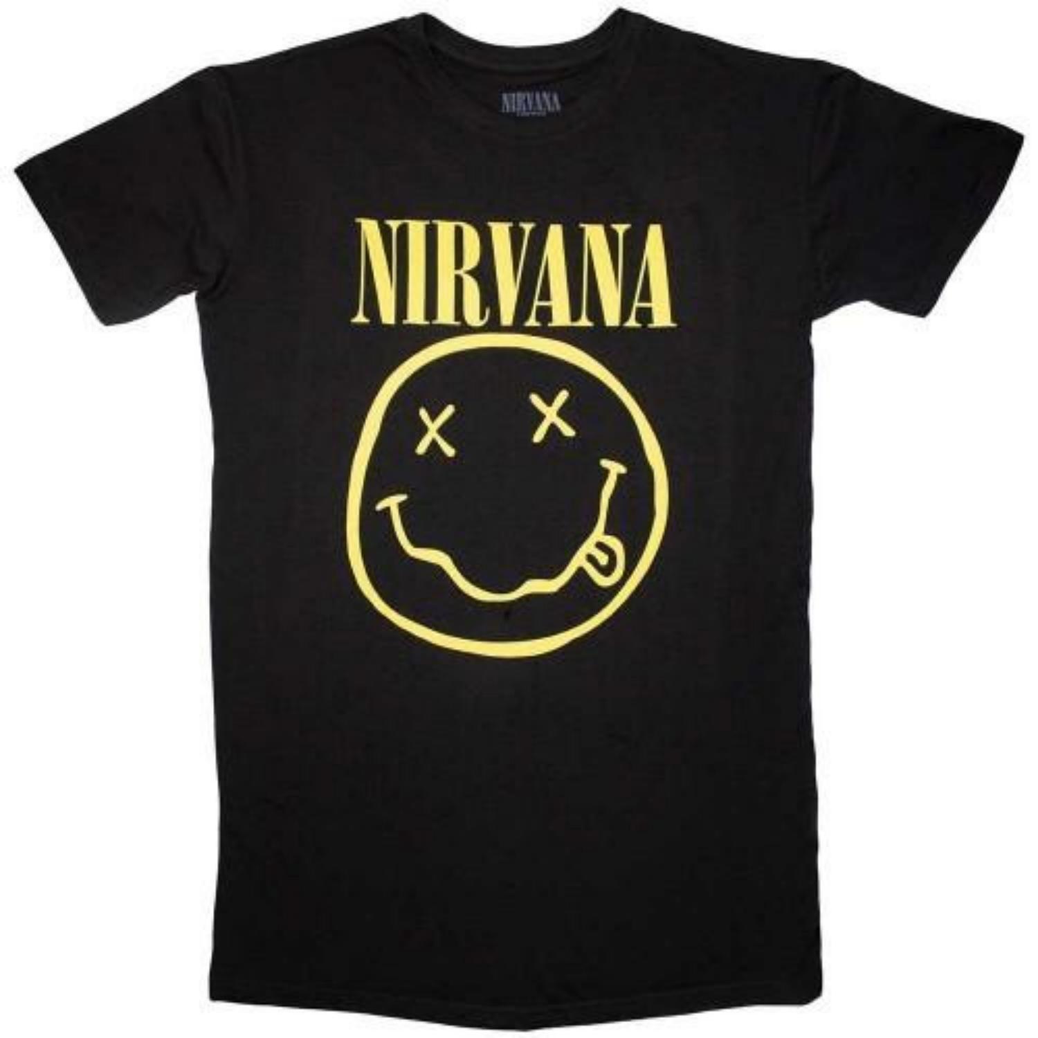 Nirvana Womens_Ladies Yellow Happy Face T-Shirt S чёрный