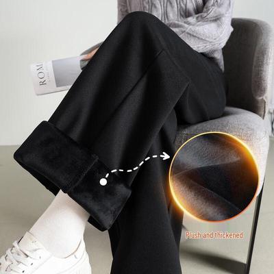 Women's Fleece-Lined Thickened Wide-Leg Casual Pants