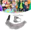 Cat Ears and Wolf Animal Tail Cosplay Costume Faux   Hair Clip Headdress Halloween Leather Neck Chocker Set Animal Cosplay Party Costume