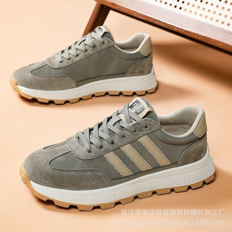 

Ретро мужская обувь в гонконгском стиле, популярная, на толстой подошве, нескользящая, легкая, повседневная спортивная обувь, водонепроницаемая кожаная, модная обувь для бега 44