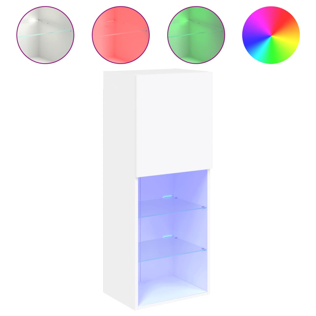 TV Cabinet with LED Lights White 40.5 X 30 X 102 Cm