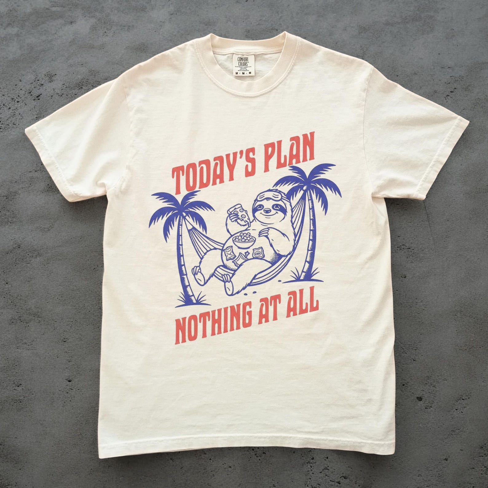 Funny Sloth Shirt Todays Plan Nothing at All, Lazy Sloth Graphic Tee, Unisex Comfort Colors Shirt, Relaxed Sloth T shirt, Chill Animal Tee L