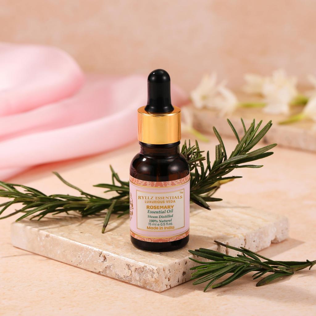 RYLLZ ESSENTIALS Rosemary Essential Oil 15ml | For Quick Hair Growth, Hair Fall Control, Dandruff, Shiny Soft, Nourishme