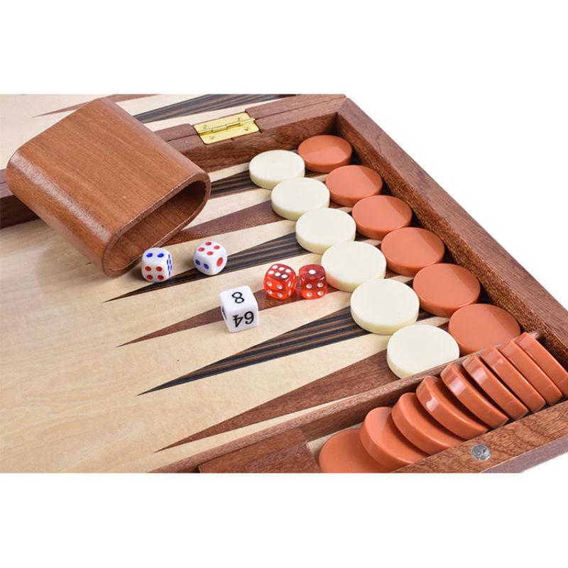 High-End Wooden Backgammon and Baccarat Card Set In Solid Wood Box