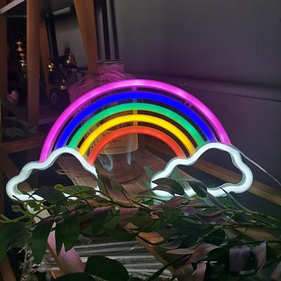 Sinal de néon do arco-íris luz led usb/bateria operado nuvem não gritante arco-íris led luz de néon decoração de arte de parede