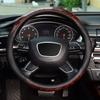 KAFEEK Wood Grain Steering Wheel Universal Microfiber KF10319 Cover, 15-inch, Leather, Non-Slip, Odorless, Brown,
