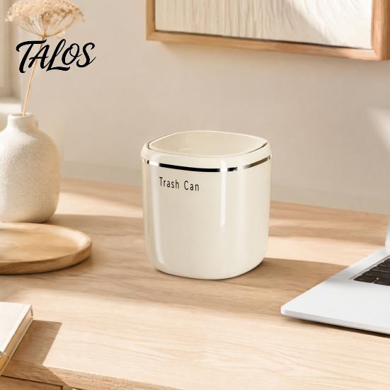 Small Garbage Can for Car Desktop Trash with Pop-up Cover, Waterproof Mini Compact Waste Countertop Storage Bin, PP Container Desk Office And Bathroom