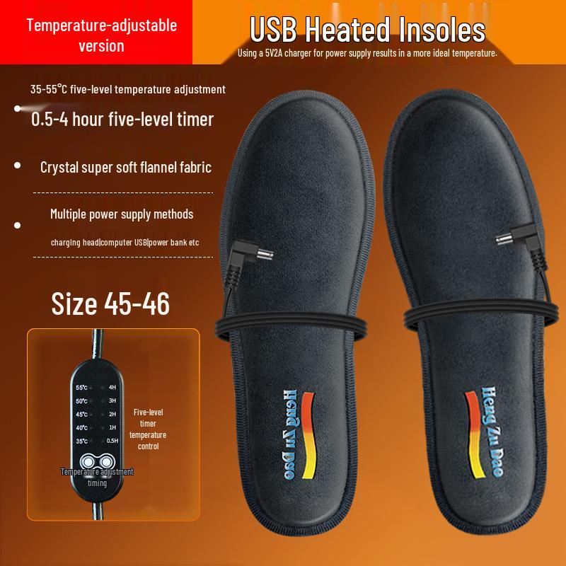 USB vyhřívané vložky: Samozahřívací elektrické vložky do bot pro muže a ženy – Konstantní teplota pro zimní pohodlí.