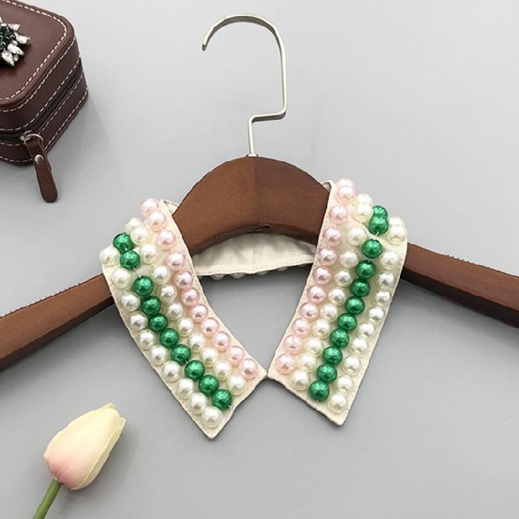 Elegant Pearls Beaded Bib Faux Collar Half Shirt for Women Lapel False Collar Detachable Collar Neckline Choker Necklace