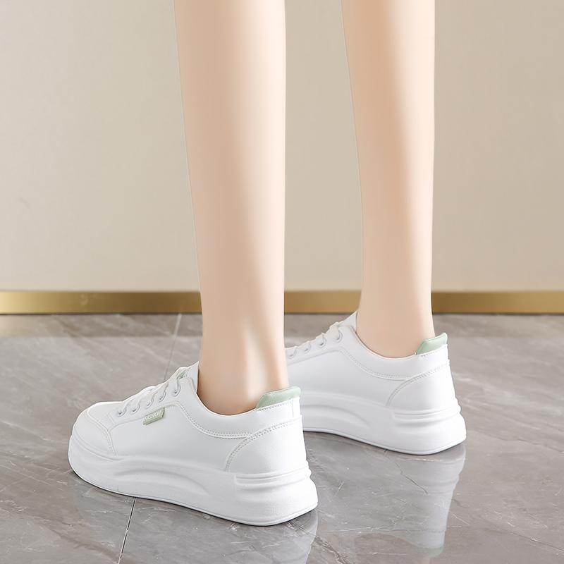 White PU Leather Women's Sneakers Fashion Breathable Flat Shoes Woman Soft Sole Walking Vulcanized Casual Sneaker Zapatos De Muj