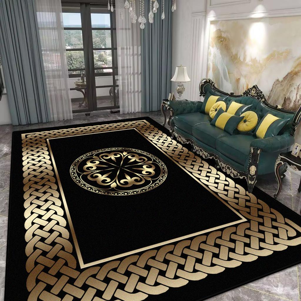 Nowoczesny Luksusowy Dywan do Salonu 200x300cm Dywany Wielkopowierzchniowe Dekoracja Pokoju Złote Maty Podłogowe Zmywalny Dywanik pod Stolik Kawowy Antypoślizgowy