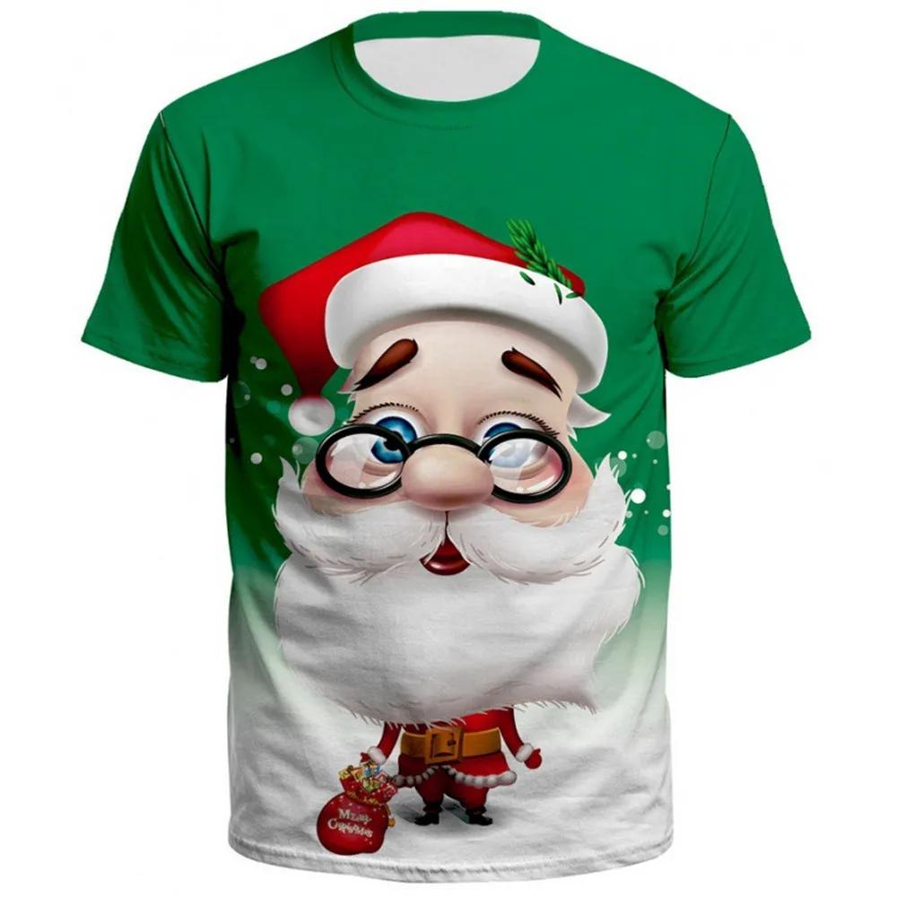 Weihnachts-T-Shirts Weihnachtsmann 3D-Druck Herren Damen Mode Übergroße Kurzarm-Tees Oberteile Party Cosplay Kleidung