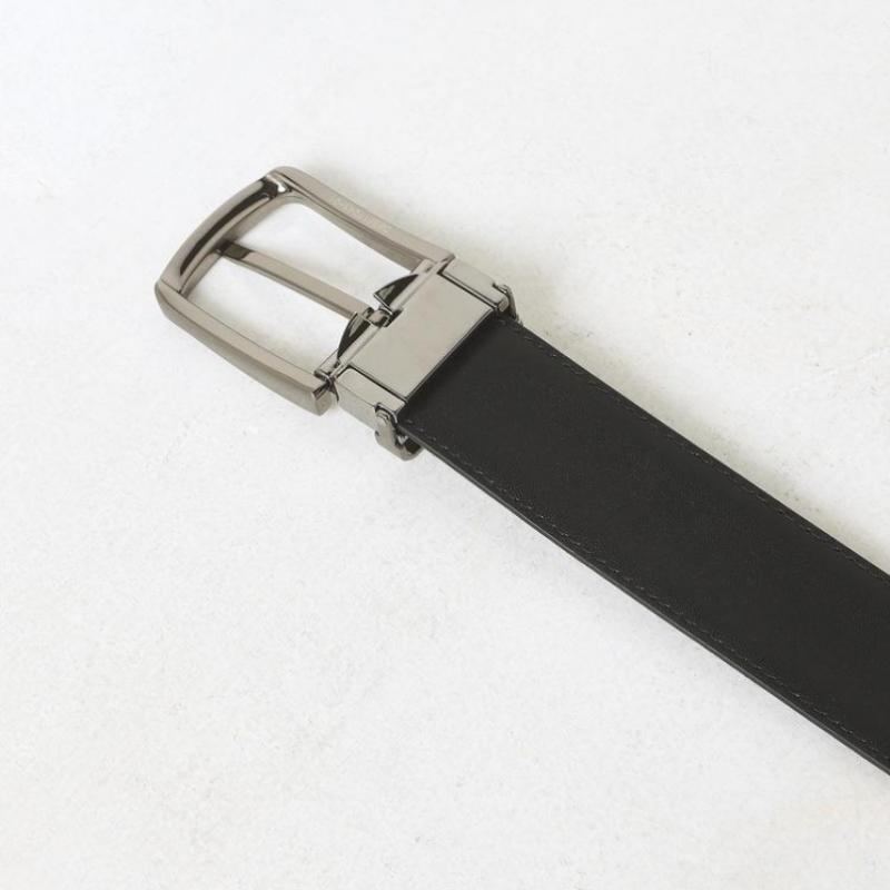 Daks Black Buckle Dd Logo Embossed Leather Belt