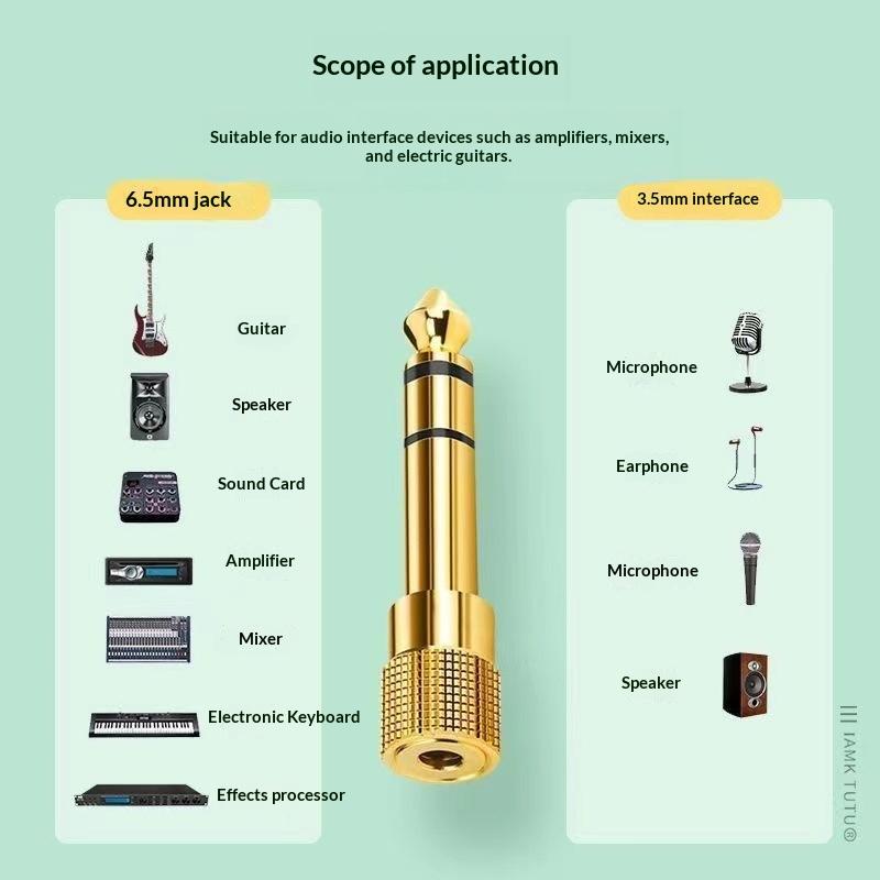 1/2Set 6,5 mm auf 3,5 mm und 3,5 mm auf 6,5 mm Audio-Adapter-Set 1/4 Zoll auf 1/8 Zoll und 1/8 Zoll auf 1/4 Zoll Geeignet für Kopfhörer