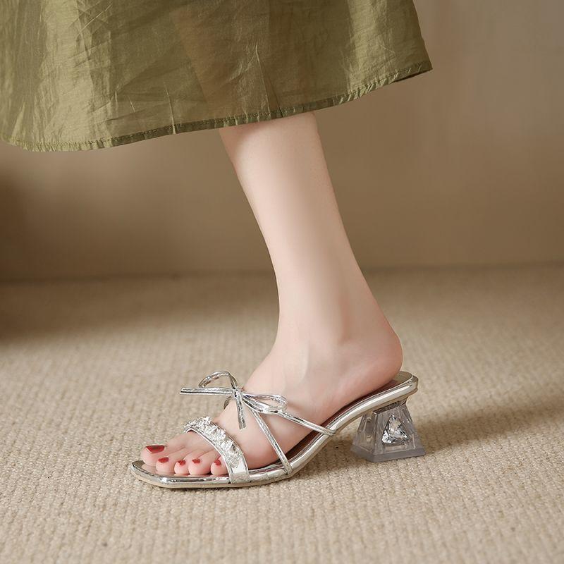 French Stunning Bow Temperament Rhinestone Sandals Fairy Style with Skirt Sandals Female Summer New