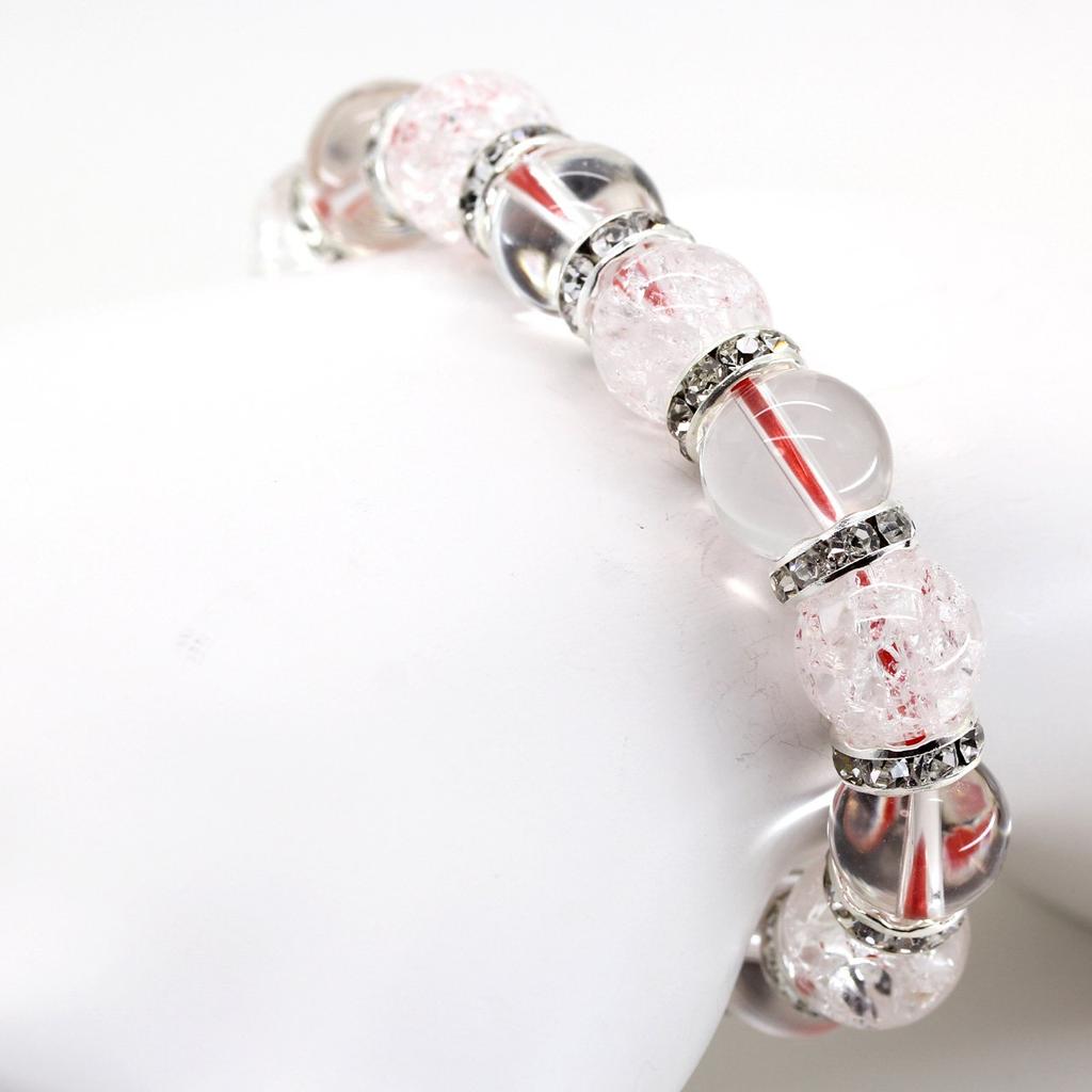 Pair of bracelets tied with red thread for your special Comes with a gift Crystal crackle quartz for men and rose quartz for [Ishiki] someone. box.