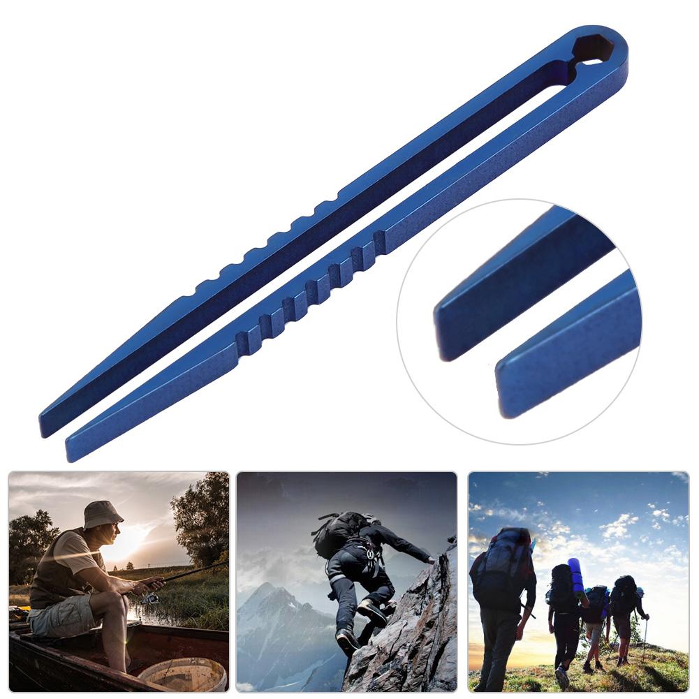Portable     Alloy Tweezers Outdoor Survival Camping Travel   Tool(Steel Color)