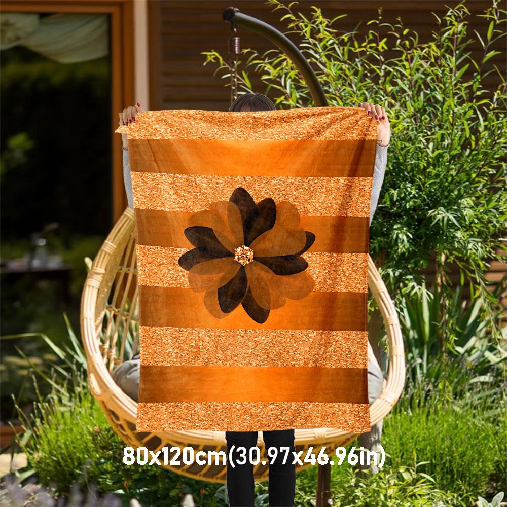 

1pc flower gold Outdoor Flannel Blanket Soft Warm All-Season Throw for Sofa Bed Car Camping Office, Cozy Gift Idea1299S 80x120cm(31x47inch)
