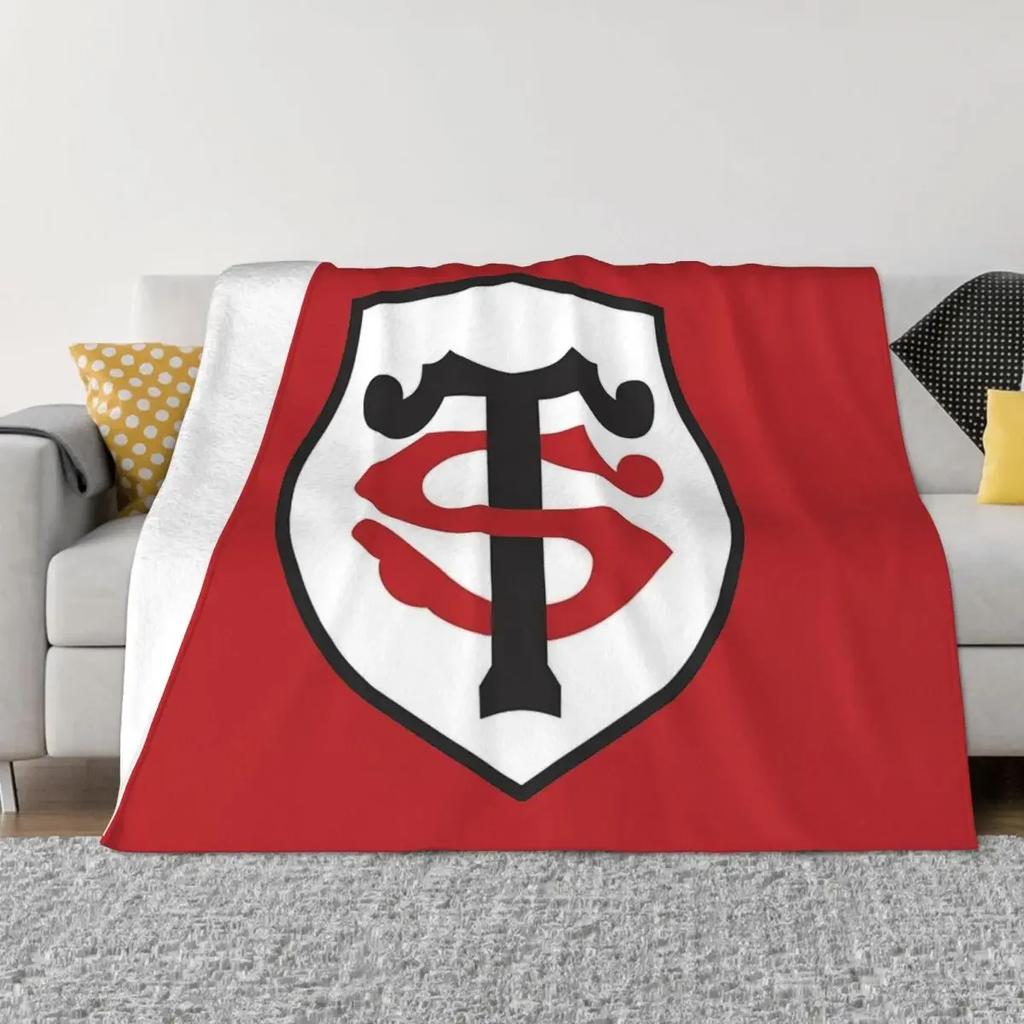 Icon Stade Toulousain Fleece Throw Blanket Rugby Club Blanket for Bedding Couch Soft Bedspread