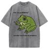 Men's Casual Loose Hiphop T-shirts Summer Short Sleeve O-neck Unisex Tees Holiday Chic Stupid Frog Meme Washed Acid Tunics