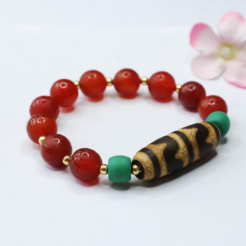 2026 Ximang Tooth Tibet Beads Red Agate Six Words Mantra Bracelet Chalcedony Factory Live Delivery S2032203