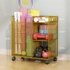 Metal Yoga Mat Storage Basket with Wheels Multi-layer Home Storage Shelf Fitness Equipment Storage Rack
