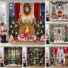 Fundal de Crăciun Perdea de duș Cadouri de sărbători Șemineu Pom de Crăciun Ghirlandă Perdele de baie din material textil Decor baie cu cârlige