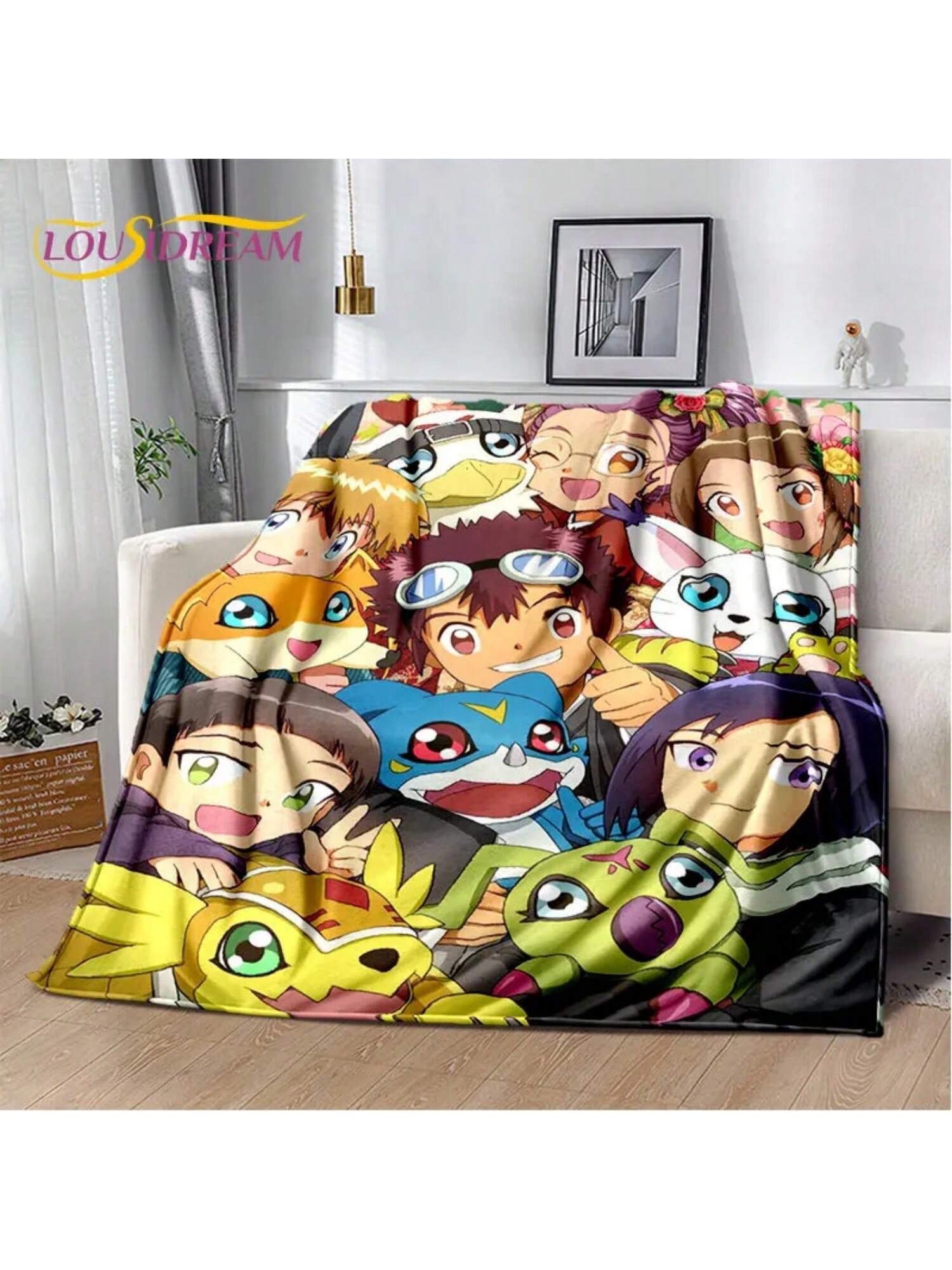 

Digimon Adventure Cartoon Soft Plush Blanket, Blanket Throw Blanket For Living Room Bedroom Bed Sofa Picnic S 75X95CM сірий колір
