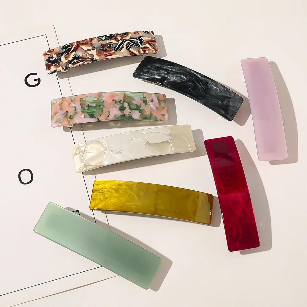 Acetate Square Hair Claw Spring Loaded Hair Clip for Women Messy Bun Forest Vintage Hair Accessory