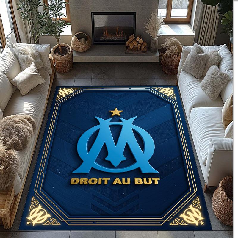 Olympique Lyonnais FC Soccer Football Pattern Soft Area Rug Non Slip Indoor Floor Carpet Sports Decor Mat for Bedroom