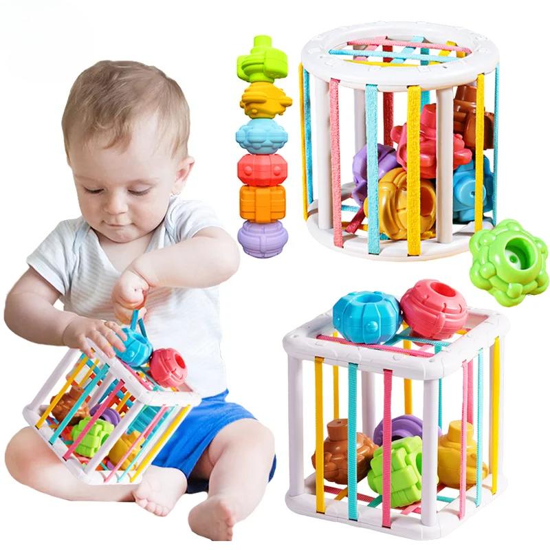 Montessori Colorful Shape Blocks Sorting Game Baby Learning Educational Toys Kids Grip Training Accessories Newborn 0 12M Gift