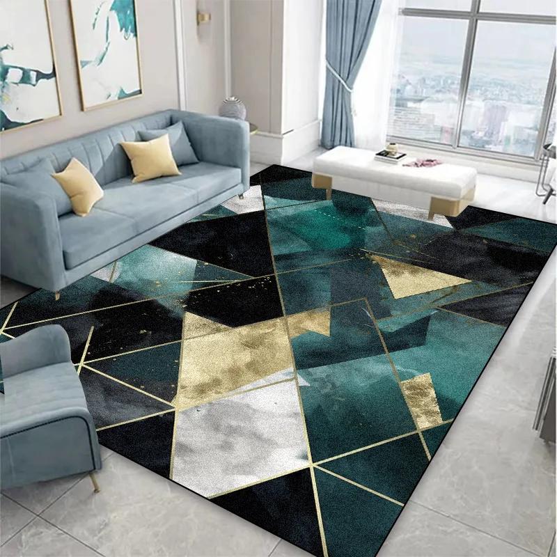 

Геометричний Зелений Декоративний Килим для Вітальні Велика Площа Домашній Килимок для Кавових Столиків біля Дивана Пральний Сучасний Килим для Спальні 60*90cm
